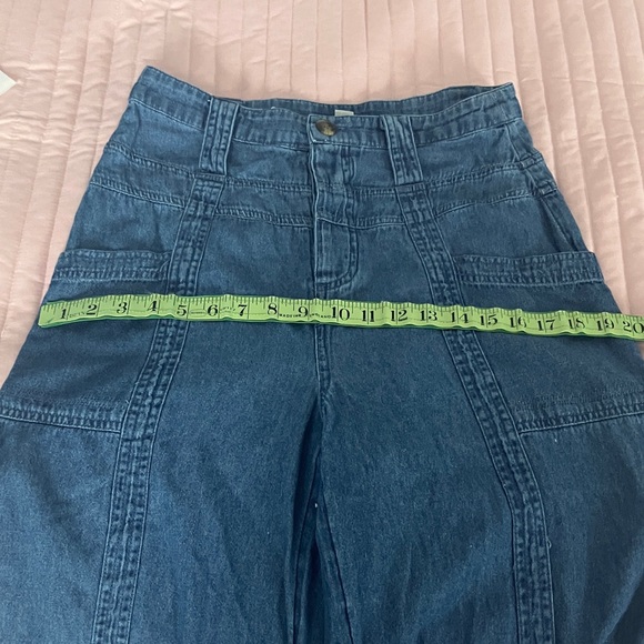 American Eagle high waist wide leg belted lightweight denim jeans 6 - Picture 8 of 13